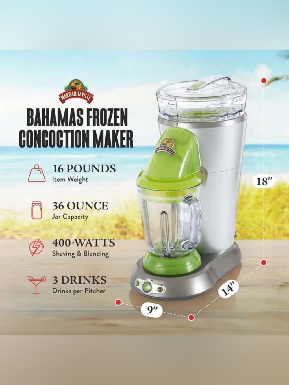 Margaritaville Bahamas Frozen Concoction Dual Mode Beverage Maker